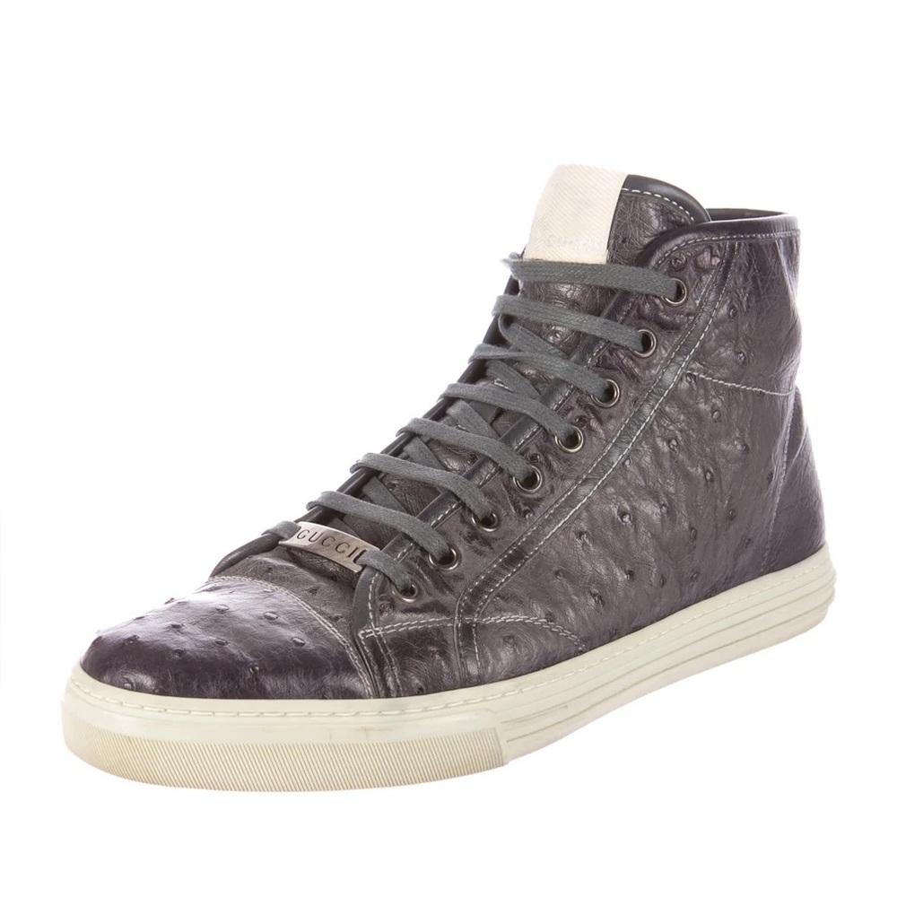GUCCI  Rare Ostrich High-top Sneakers